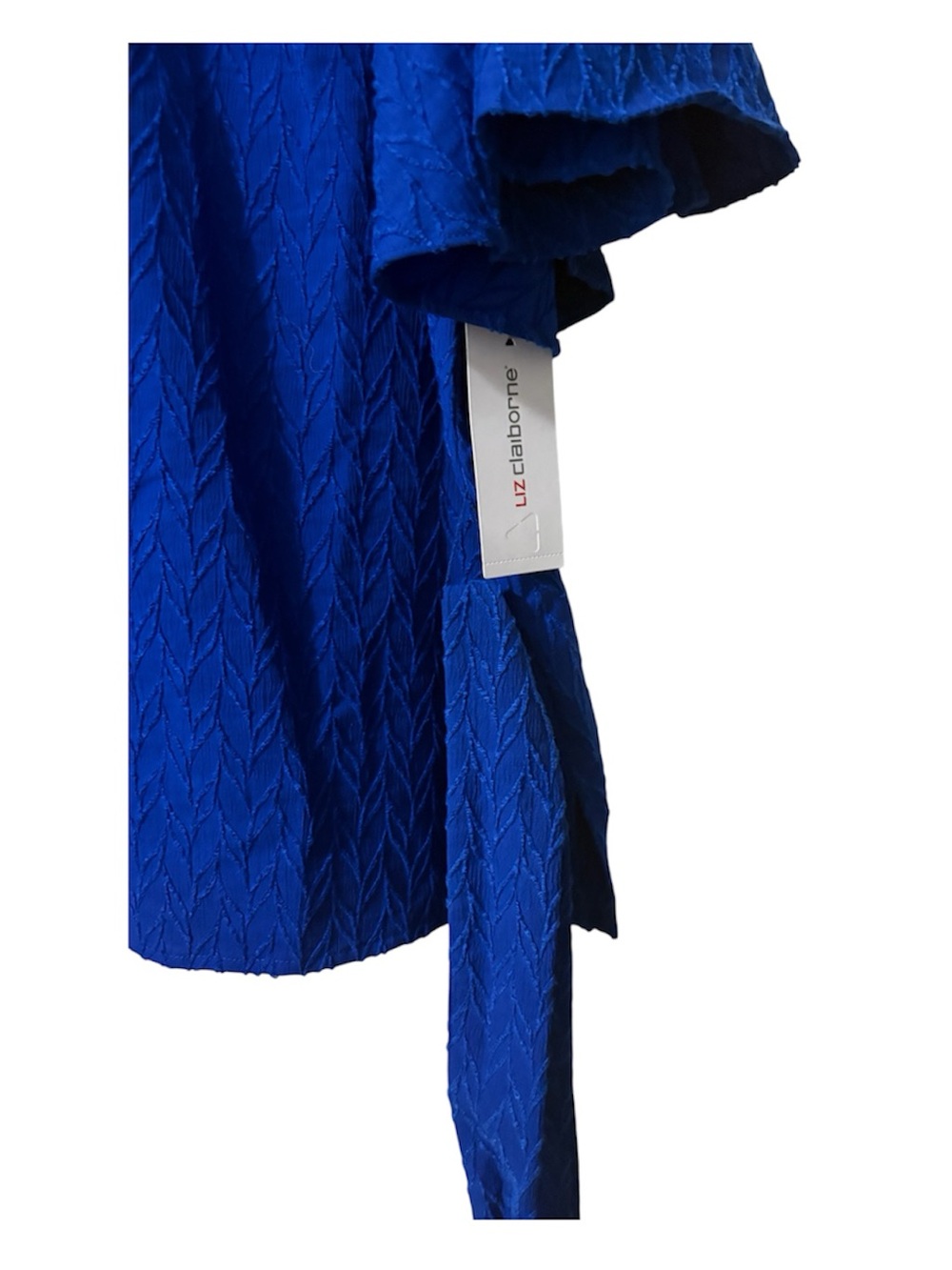 Liz Claiborne Royal Blue Textured Top with Belt - Picture 3 of 5